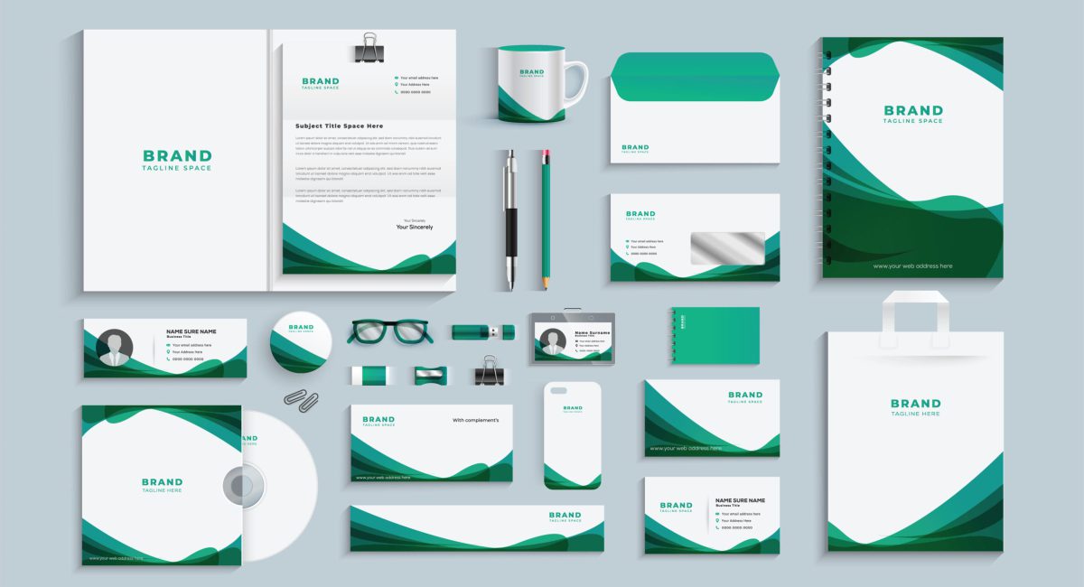 Business stationery set ,Modern corporate identity template with digital elements. Vector company style for brand book and guideline. simple business stationery items.
