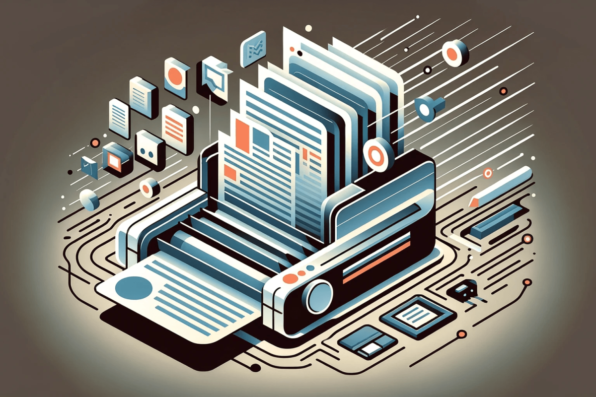 DALL·E 2023-11-29 06.28.08 - Another variation of a flat design illustration for the Scanning and Archiving sector, focusing on the flat design style, with a uniform background, i